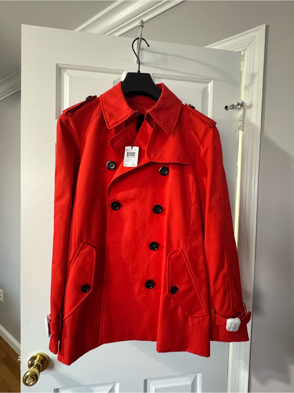 NWT Coach Vibrant Red Double-Breasted Trench Coat